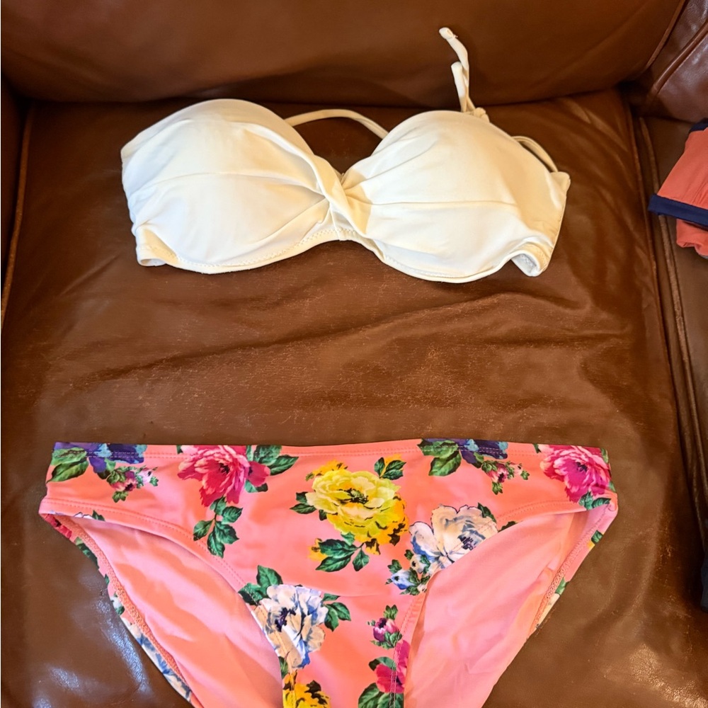 Floral Bikini Set with Cream Top